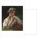 Young Girl with a Garland by Firs Sergeevich Zhuravlev