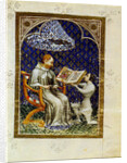 Jean de Vaudetar presents his gift of a book to Charles V of France. by Jan Bondol