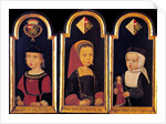 Archduke Charles, the later Holy Roman Emperor Charles V., with his sisters Eleanor and Isabella at the age of 2 years, 1502 by Master of St.Georgsgilde