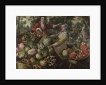 The Four Elements: Earth. A Fruit and Vegetable Market with the Flight into Egypt in the Background, 1569 by Joachim Beuckelaer