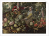 The Four Elements: Earth. A Fruit and Vegetable Market with the Flight into Egypt in the Background, 1569 by Joachim Beuckelaer