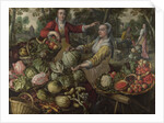 The Four Elements: Earth. A Fruit and Vegetable Market with the Flight into Egypt in the Background, 1569 by Joachim Beuckelaer