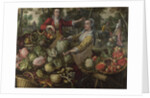The Four Elements: Earth. A Fruit and Vegetable Market with the Flight into Egypt in the Background, 1569 by Joachim Beuckelaer