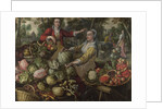 The Four Elements: Earth. A Fruit and Vegetable Market with the Flight into Egypt in the Background, 1569 by Joachim Beuckelaer