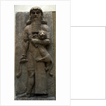 Hero Gilgamesh mastering a lion, 722-705 BC by Assyrian Art