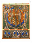 dam and Eve. Detail of the painted wooden ceiling of the St. Michaels Church, Hildesheim, ca 1230 by Master of Lower Saxony