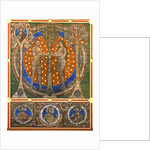 dam and Eve. Detail of the painted wooden ceiling of the St. Michaels Church, Hildesheim, ca 1230 by Master of Lower Saxony