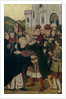 King Ferdinand I of Castile welcomed Saint Dominic of Silos, 1478-1480 by Bartolomé Bermejo