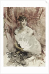 Woman with fan seated in a theatre box (Countess of Rasti), ca 1878 by Giovanni Boldini