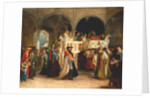 The Feast of the Rejoicing of the Torah at the Synagogue in Leghorn, Italy, 1850 by Solomon Alexander Hart
