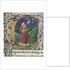 Claudius Ptolemy. Detail of a historiated initial C (Cosmographia), Second Half of the 15th cen by Anonymous