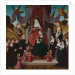 The Virgin and Child with Saint Anne (Anna Selbdritt), Saints Francis, Lidwina and donors, c. 1490-1 by Netherlandish master