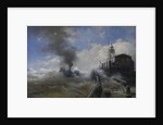 Towboat leaving the port of Ostend at heyday, before 1882 by Andreas Achenbach