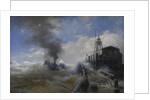 Towboat leaving the port of Ostend at heyday, before 1882 by Andreas Achenbach