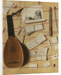 Trompe loeil still life with a lute, rebec and music sheets by Cornelis Norbertus Gijsbrechts