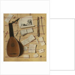 Trompe loeil still life with a lute, rebec and music sheets by Cornelis Norbertus Gijsbrechts