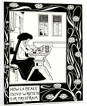 How La Beale Isoud Wrote to Sir Tristram. Illustration to the book Le Morte dArthur by Sir Thomas by Aubrey Beardsley