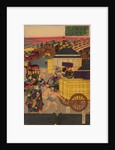 Flourishing Nihonbashi section of Tokyo. (Tokyo Nihonbashi han ei no zu) Triptych by Utagawa Yoshitora