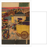 Flourishing Nihonbashi section of Tokyo. (Tokyo Nihonbashi han ei no zu) Triptych by Utagawa Yoshitora
