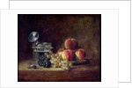 Still Life with a Basket of Peaches, White and Black Grapes, Cooler and Wineglass by Jean-Baptiste Siméon Chardin