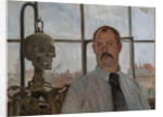 Selfportrait with skeleton by Lovis Corinth