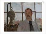 Selfportrait with skeleton by Lovis Corinth