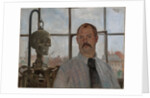 Selfportrait with skeleton by Lovis Corinth