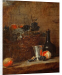 Fruit Basket with Grapes, a Silver Goblet and a Bottle, Peaches, Plums, and a Pear by Jean-Baptiste Siméon Chardin