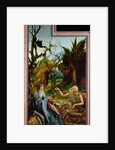The Isenheim Altarpiece. Left wing: Meeting of Saint Anthony and Saint Paul the Anchorite in the Des by Matthias Grünewald