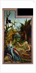 The Isenheim Altarpiece. Left wing: Meeting of Saint Anthony and Saint Paul the Anchorite in the Des by Matthias Grünewald
