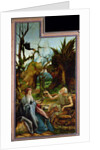 The Isenheim Altarpiece. Left wing: Meeting of Saint Anthony and Saint Paul the Anchorite in the Des by Matthias Grünewald