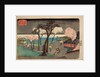 Cherry Trees in Rain on the Sumida River Embankment. (Sumida zutsumi uchû no sakura) by Utagawa Hiroshige