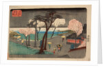 Cherry Trees in Rain on the Sumida River Embankment. (Sumida zutsumi uchû no sakura) by Utagawa Hiroshige