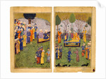 A Princely Couple with Courtiers in a Garden by Iranian master
