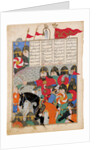 Kay Khusraw Marches to Gudarzs Rescue. (Manuscript illumination from the epic Shahname by Ferdowsi by Iranian master