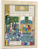 Kay Khusraw Welcomed by his Grandfather, Kay Kaus, King of Iran (Manuscript illumination from the ep by Iranian master