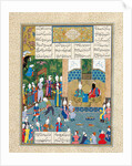 Kay Khusraw Welcomed by his Grandfather, Kay Kaus, King of Iran (Manuscript illumination from the ep by Iranian master
