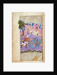 Rustam Kills the Dragon. (Manuscript illumination from the epic Shahname by Ferdowsi) by Muin Musavvir
