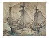 Ship with Revelling Sailors, Lansquenets and a Sutleress by Hans Holbein the Younger
