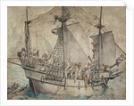 Ship with Revelling Sailors, Lansquenets and a Sutleress by Hans Holbein the Younger