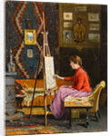 Girl Painter and Her Studio by Halil Pasha