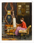 Girl Painter and Her Studio by Halil Pasha
