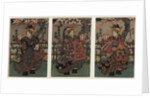 Courtesans Shigeoka, Sugatano and Hanamurasaki. Triptych by Anonymous