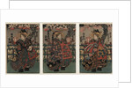 Courtesans Shigeoka, Sugatano and Hanamurasaki. Triptych by Anonymous