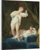 Two Girls on a Bed Playing with their Dogs by Jean Honoré Fragonard