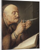 Scholar sharpening a quill pen by Gerard Dou