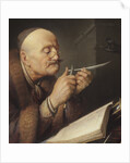 Scholar sharpening a quill pen by Gerard Dou