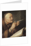 Scholar sharpening a quill pen by Gerard Dou
