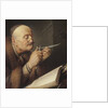 Scholar sharpening a quill pen by Gerard Dou