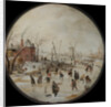 Frozen River with Skaters by Hendrick Avercamp